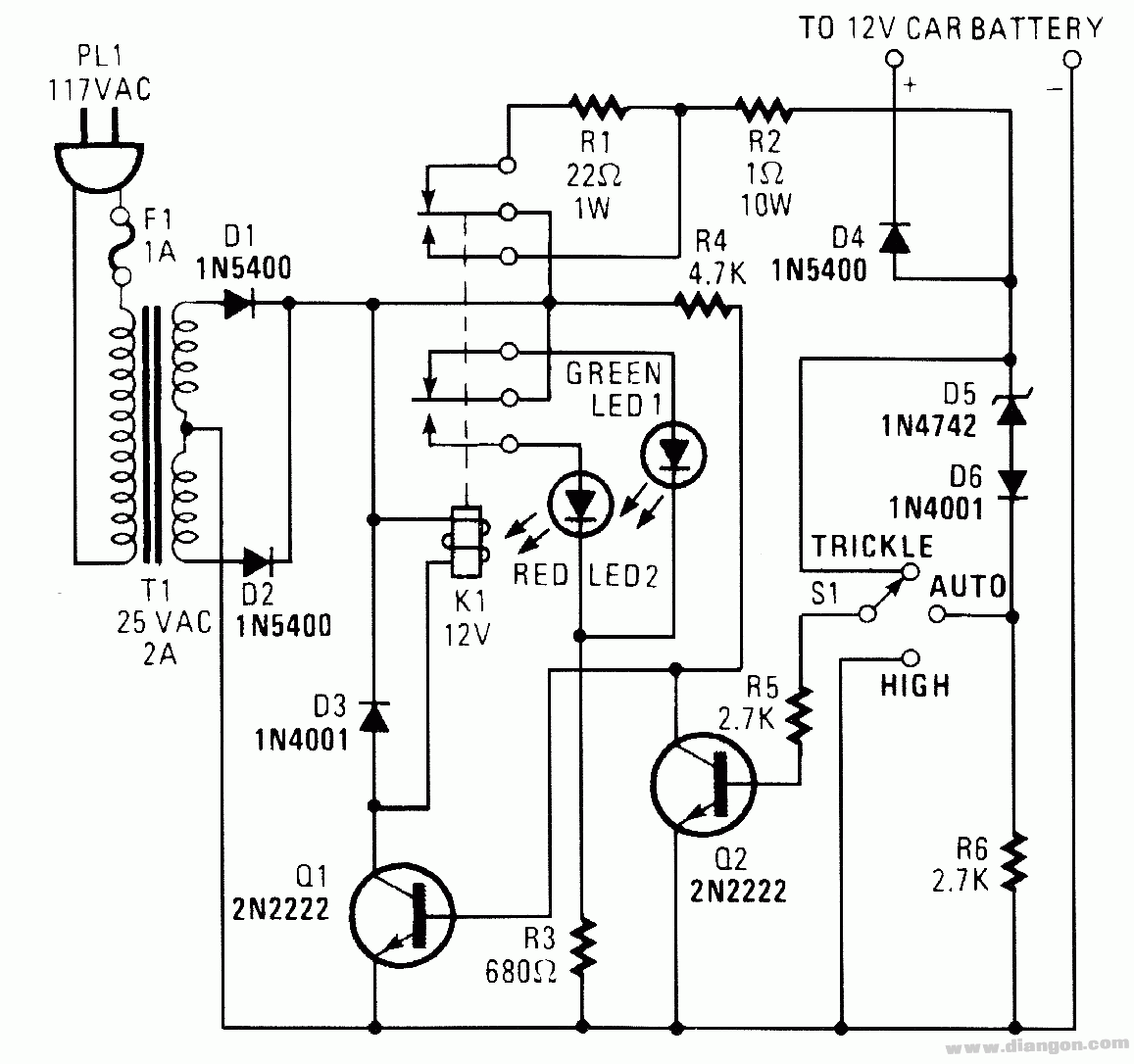 12v电池充电器电路图  第1张