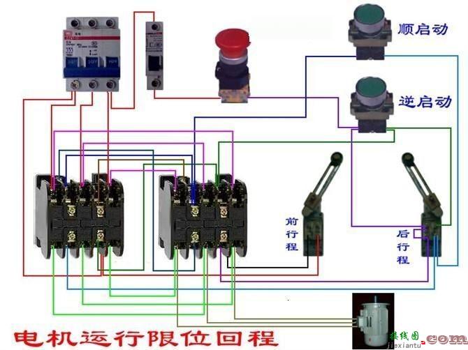 电机运行限位回程控制接线图  第1张