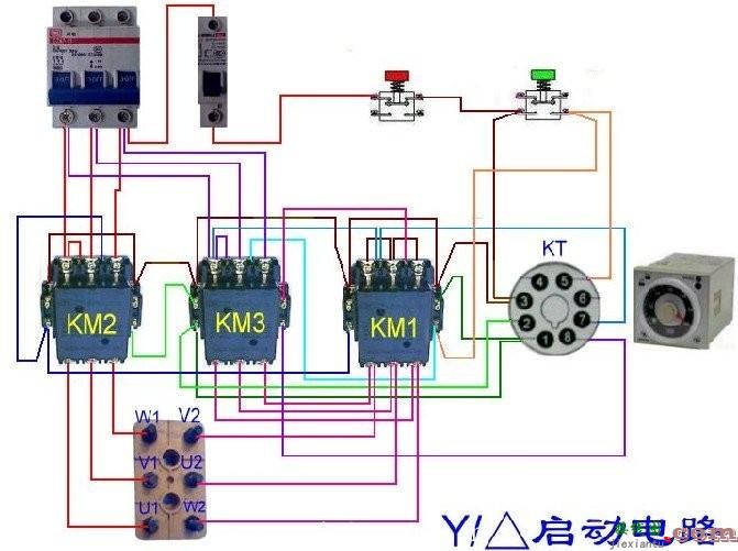 星三角起动电路实物接线图  第1张