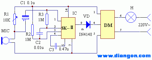 声控灯开关电路图  第1张