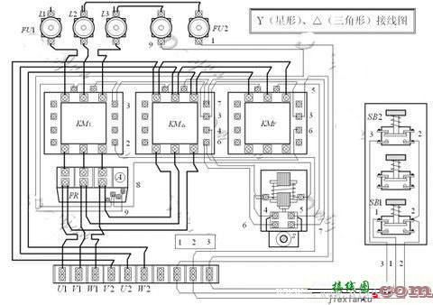 接触器联锁的正反转及星三角降压起动的原理图和接线图  第2张