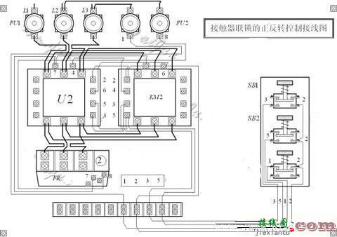 接触器联锁的正反转及星三角降压起动的原理图和接线图  第4张