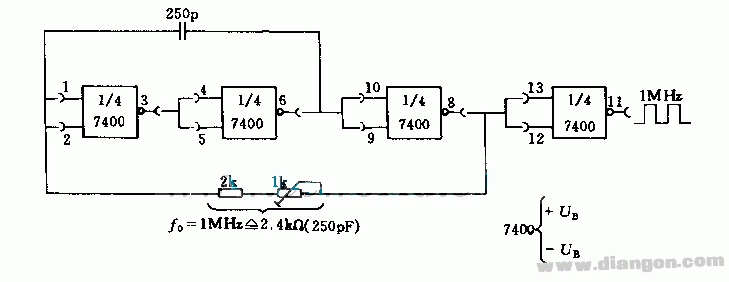 1MHz振荡器电路图  第1张
