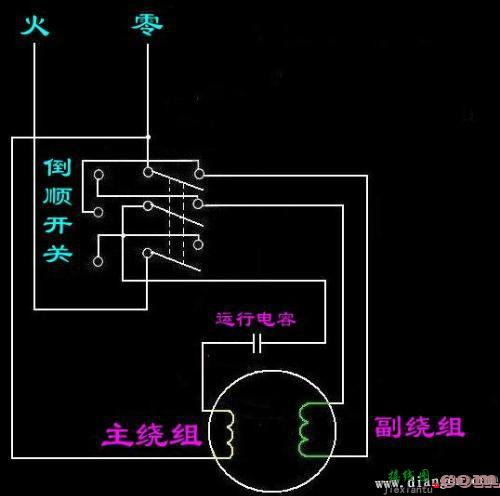 三相倒顺开关控制单相电机线路及实物图  第1张