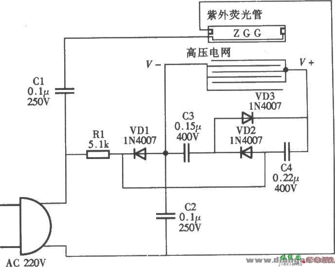 单管灭蚊灯电路  第1张