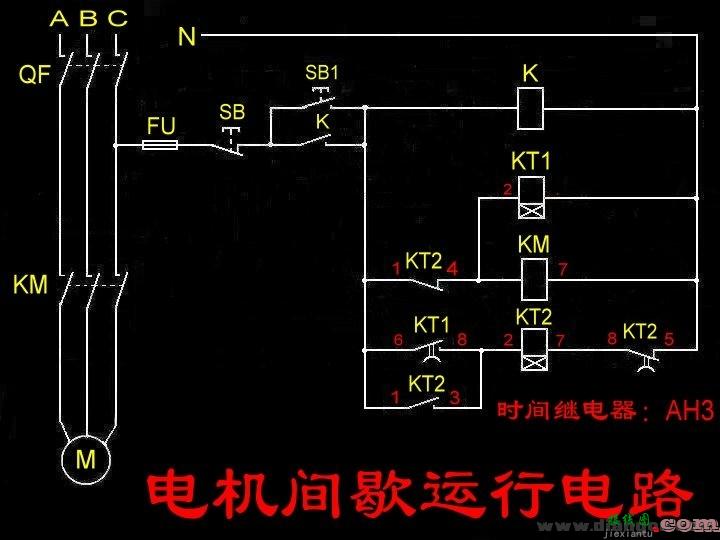 三相电动机间歇运行电路图  第1张