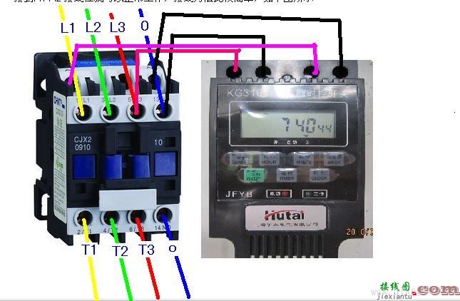 时控开关控制三相电机的接线方法  第1张