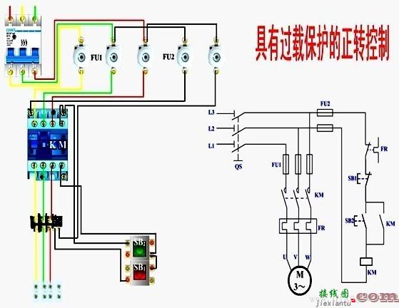 三相电动机具有过载保护的正转控制线路  第1张