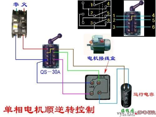 单相电机的接线图和倒顺开关的接线图  第1张