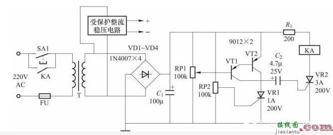 晶体管式过电压保护电气控制线路图  第1张