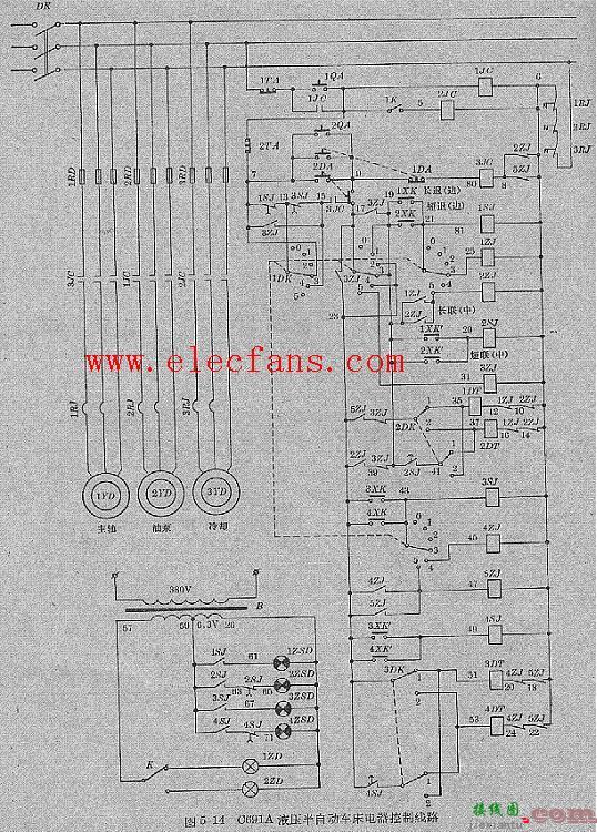 液压半自动车床电器控制线路图C591A型  第1张