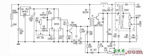 24V供电纯情平显示器高压电源电路图  第1张