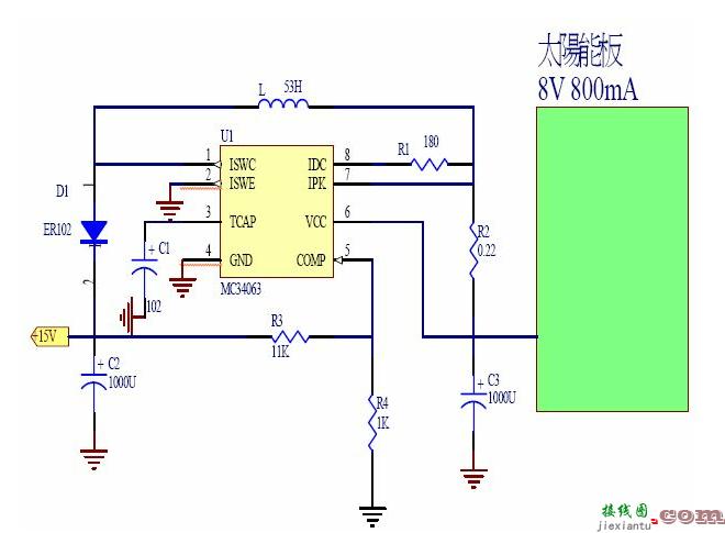 太阳能电池充电器的电路图  第1张