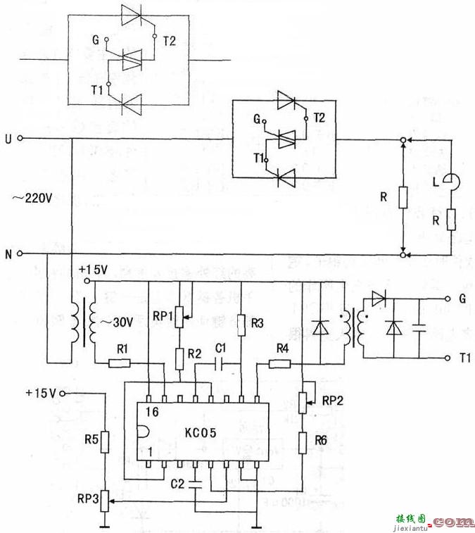一款单相反并联交流调压电路图  第1张