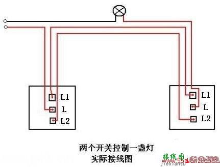 两个开关控制一盏灯接线图  第1张