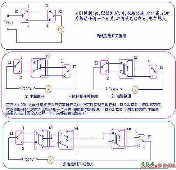 双控开关接线图_三地开关控制接线图_多地开关控制接线图  第1张