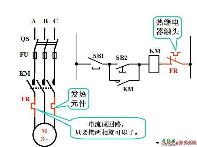 三相异步电动机多地点控制电气电路图  第2张