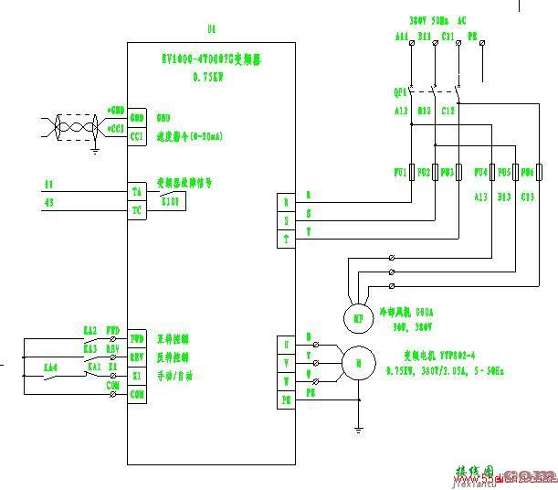 艾默生EV1000变频器接线图  第1张