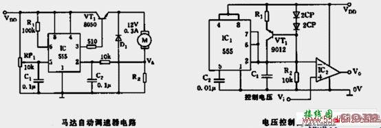 555组成马达自动调速器电路  第1张