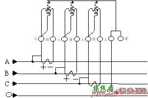 三相四线电度表代互感器的接线图（经电流互感器接入式）  第1张