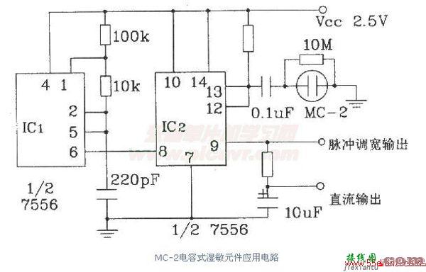 电容式湿敏元件应用电路图  第1张