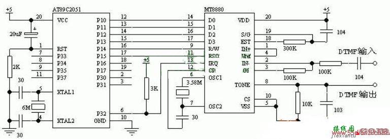 单片机与MT8880的接口电路图  第1张