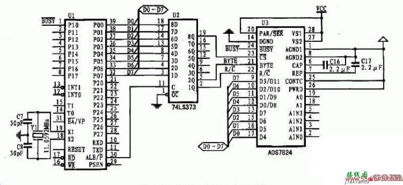 ADS7824并行接口电路图  第1张