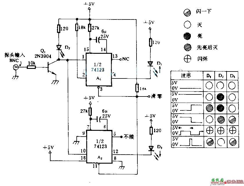 发光二极管显示TTL电乎的电路图  第1张