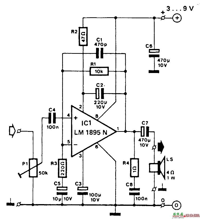 使用LM1895N的迷你放大器  第1张