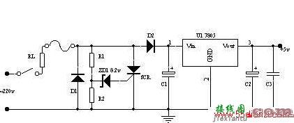 AC220V稳压至DC5V电路图  第1张