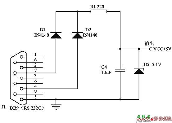 RS232串口取电电路图  第1张