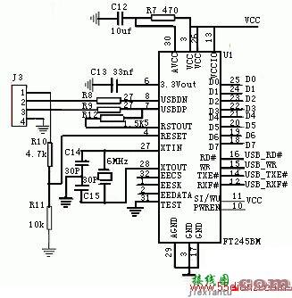 FT245BM与FPGA的接口电路图  第1张