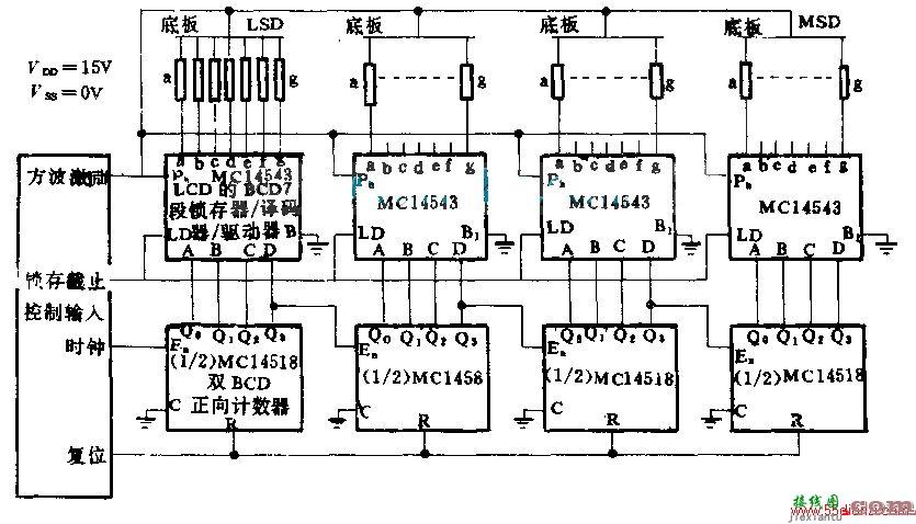 4位直接驱动液晶显示电路图  第1张