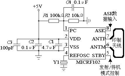 MICRF102的无线发射电路图  第1张