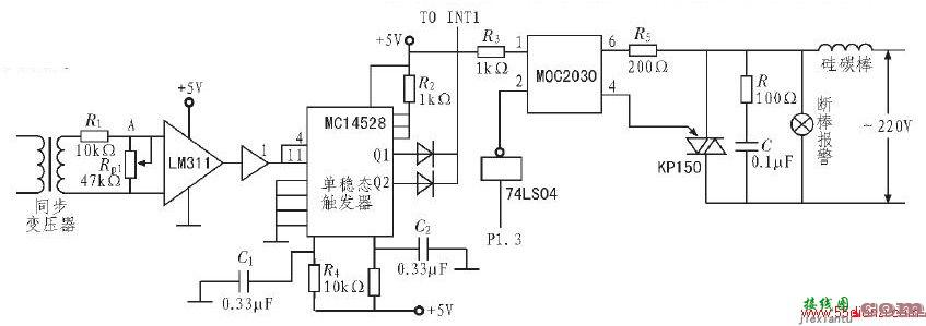 过零检测移相触发驱动电路图  第1张