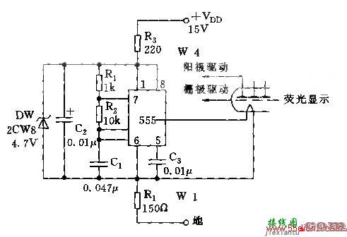 555经济型荧光显示灯丝电压源电路图  第1张