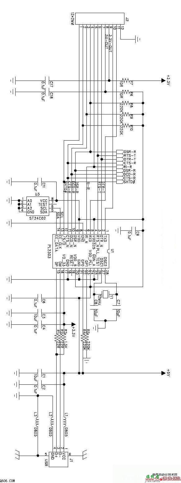 单片机使用的USB转RS232电路图  第1张