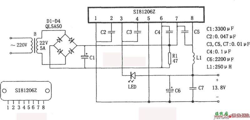 13.8V开关稳压电源电路图  第1张