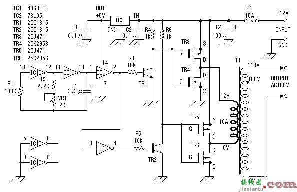 直流12V转交流100V逆变器电源电路设计  第1张
