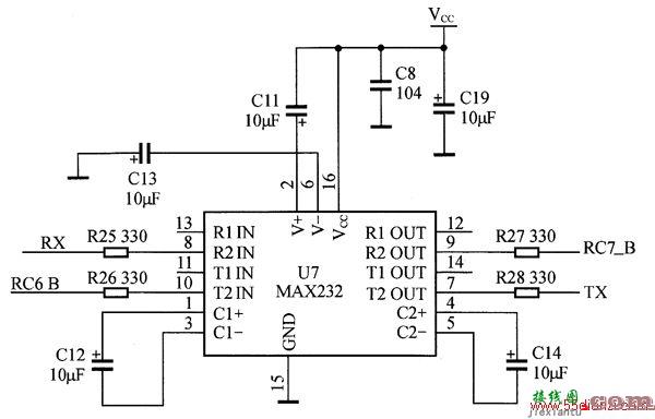 MAX232的接口原理电路图  第1张