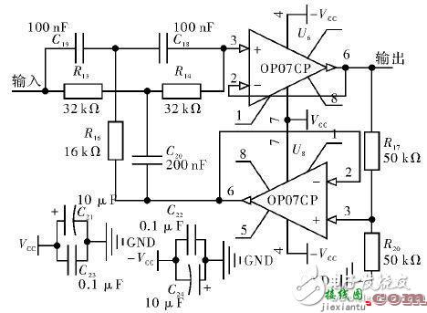 50 Hz双T陷波器设计 - 采用STM32的心电采集系统电路设计  第1张