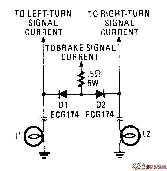 刹车和转弯灯电路图  第1张