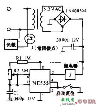 供电0-1小时的定时交流电源电路图  第1张