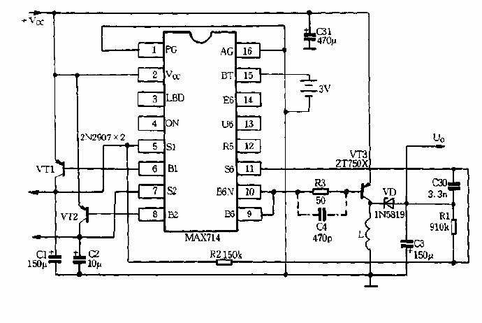 MAX714应用电路图  第1张