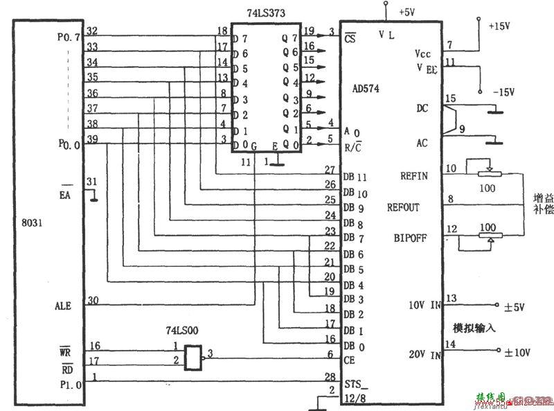 AD574A与8031单片机的接口电路图  第1张