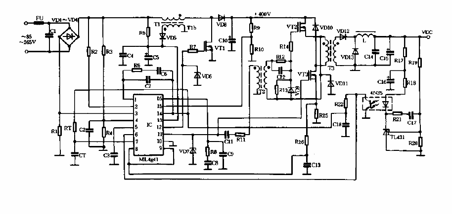 用ML4841组成的SMPS电路图  第1张