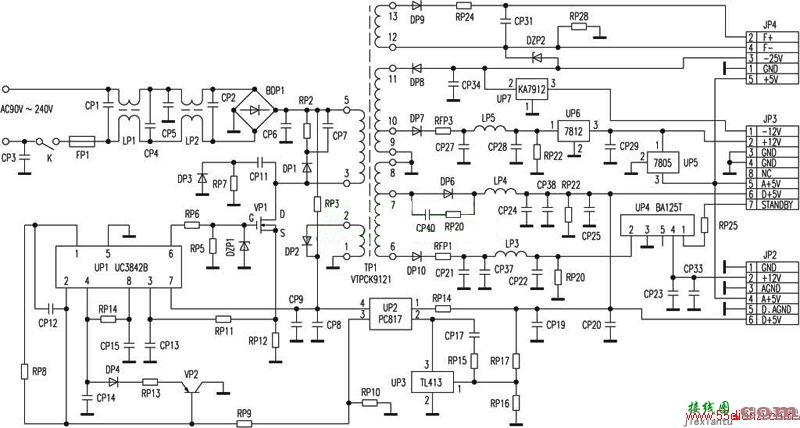 厦新DVD(8186型 UC3842)开关电源电路图  第1张
