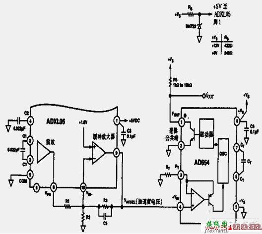 高性能加速度传感器频率变换电路  第1张