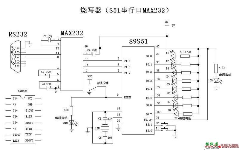 51单片机烧写器电路图  第1张