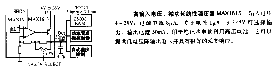 高输入电压－微功耗线性稳压器MAX1615电路图  第1张